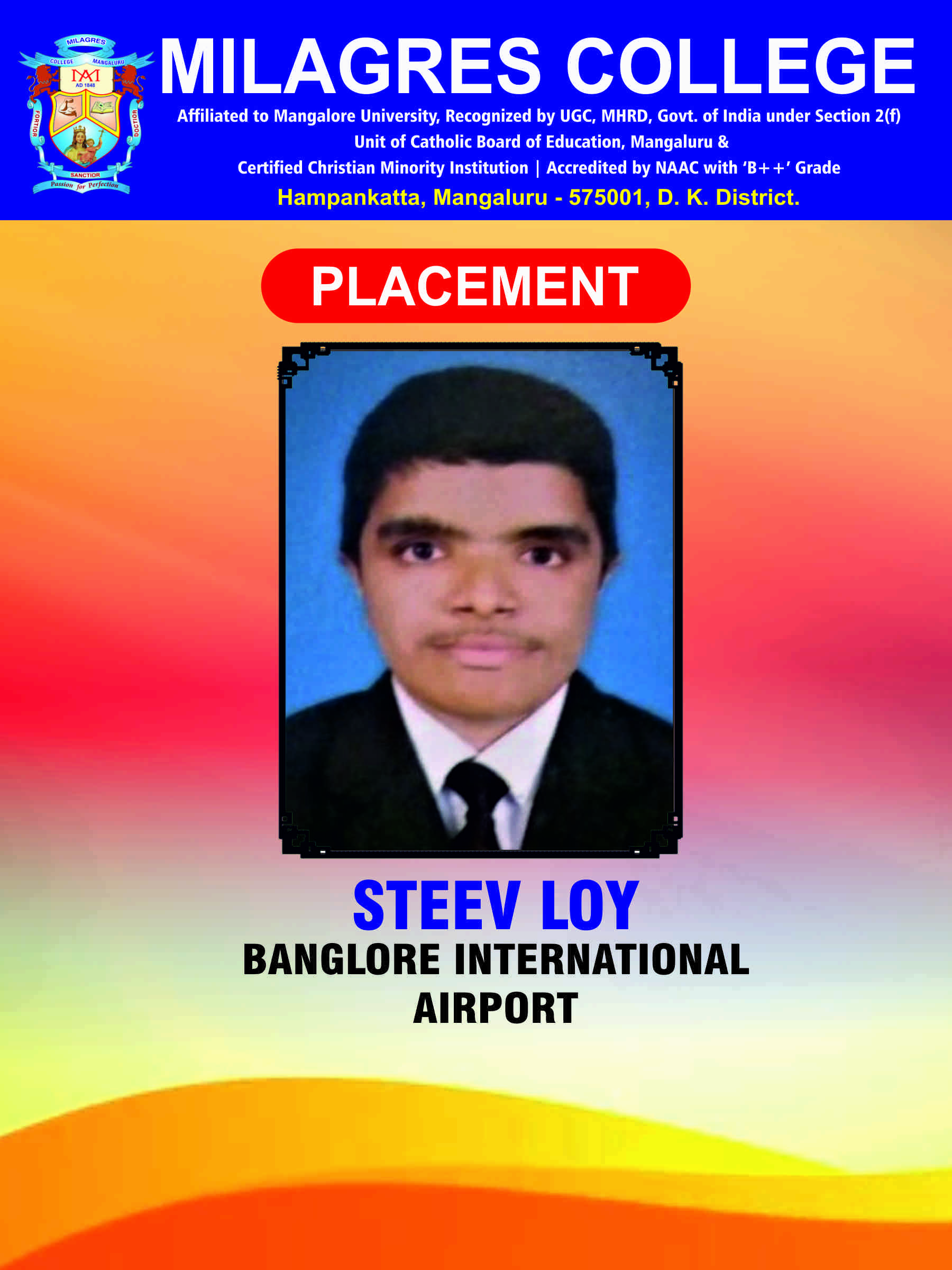 Successfully placed student